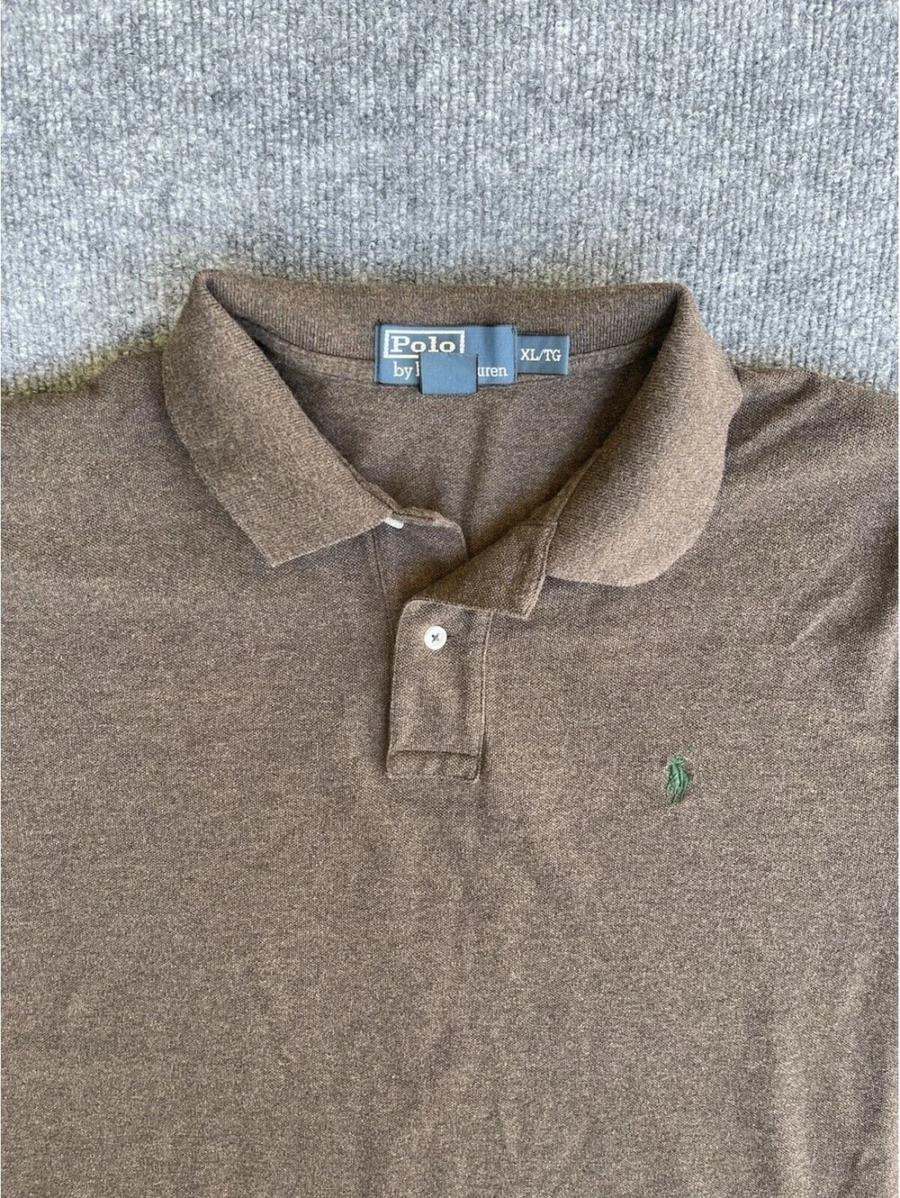 Ralph Lauren Polo Shirt Men XL Brown Y2K Golf Preppy